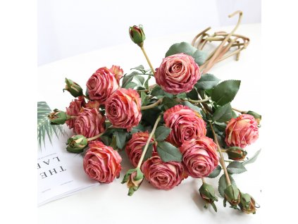 2021 new 1 bunch 2 artificial European peony tea rose camellia silk artificial flower flower DIY6