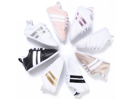 Baby Shoes Pu Leather Shoes Sports Sneakers Newborn Baby Boys Girls Stripe Pattern Shoes Infant Toddler 1
