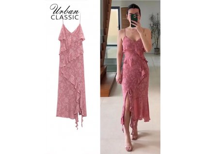 Ruffles Floral Printed Split Camisole Maxi Dress Women Summer