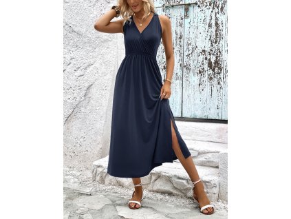 JIM NOR Women Solid Color Long Dresses Summer Sexy Halter Strap (6)