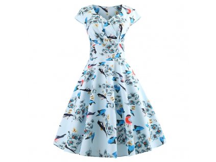 Casual Summer Dress Women Short Sleeve Hepburn 50s 60s Vintage Elegant Swing Party Dresses Plus Size 009