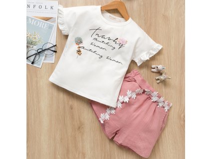 Bear Leader 2019 New Summer Casual Children Sets Flowers Blue T shirt Pants Girls Clothing Sets pink ax695