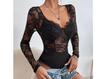 Sexy V Neck Backless Bodysuits Solid White Lace Body Feminino Short Sleeve Streetwear Club Slim Jumpsuit.jpg 640x640 (2)