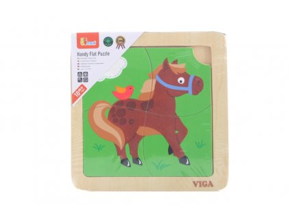 Dřevěné puzzle 4 dílky - kůň