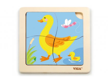 Dřevěné puzzle 4 dílky - kachna