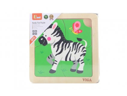 Dřevěné puzzle 4 dílky- zebra