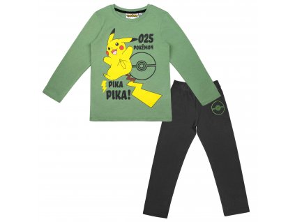 PYŽAMO POKÉMON 2 dílné (tričko dlouhý rukáv a tepláky), zeleno - černé