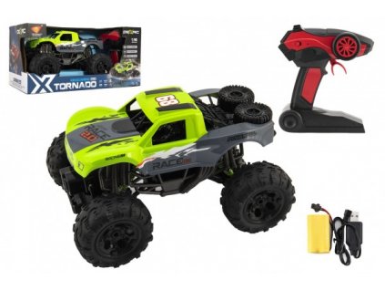 Auto RC terénní 4x4 zelené plast 29cm 2,4GHz na baterie + dobíjecí pack v krabici 40x20x22cm