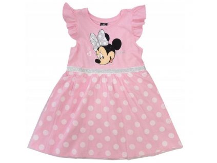 Dívčí šaty Minnie Mouse, růžové (krátký rukáv) s tylovou sukní