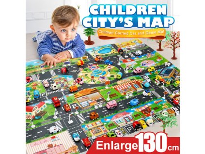 39Pcs City Map Car Toys Model Crawling Mat Game Pad for Children Interactive Play House Toys 1