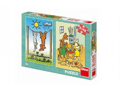 Puzzle Pejsek a Kočička 2x48 dílků 18x26cm v krabici 27x19x4cm