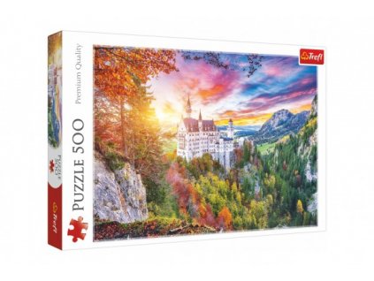 Puzzle Pohled na zámek Neuschwanstein, Německo 500 dílků 48x34cm v krabici 40x26,5x4,5cm