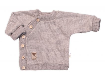Dětský pletený svetřík s knoflíčky, zap. bokem, Hand Made Baby Nellys, béžový (Velikost koj oblečení 56/62 (0-3m))