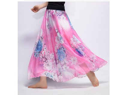 Dámská letní maxi sukně v květinovém vzoru