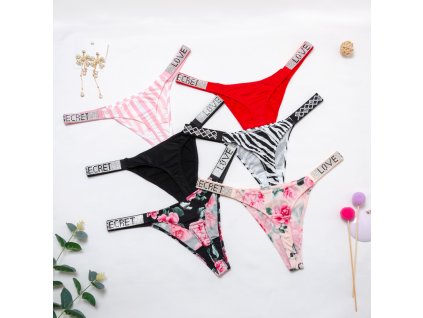 Rhinestone Thongs Women Underwear S String Low Rise Secret Panties Silky Summer Underpanty Cotton Crotch Female (2)
