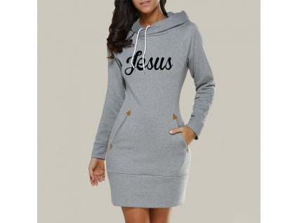2022 Spring And Autumn Ladies Knee Length Dress Hooded Warm Sweatshirt Long Sleeve Camp Collar Pocket.jpg 640x640 (5)