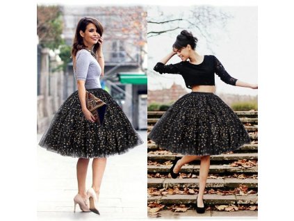 Black Multi Layers Tulle Tutu Skirts Jupe Femme Saia Midi Summer Belly Dance High Waist Bridal.jpg (4)