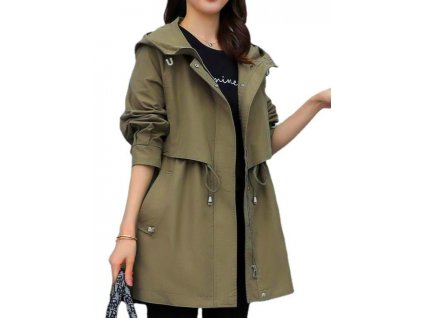 YISOLIFE Women s Hooded Jacket Mid Length Jackets Full Zip Trench Coat with Drawcord at Waist.jpg 640x640 (3)