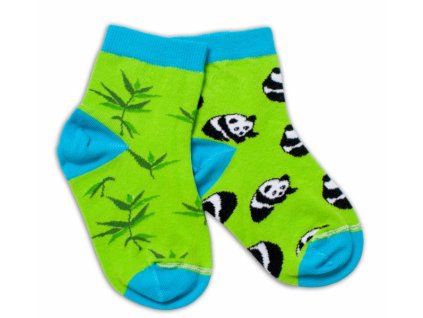 Baby Nellys Bavlněné veselé ponožky Panda - zelené, vel. 122/128 (Velikost koj oblečení 122-128 (6-8r))