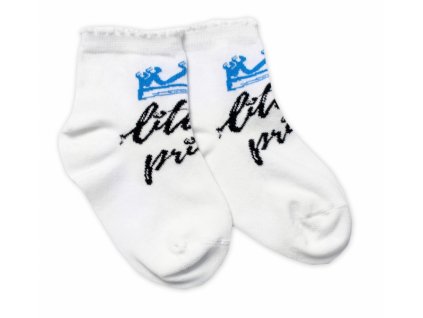 Baby Nellys Bavlněné ponožky Little prince - bílé