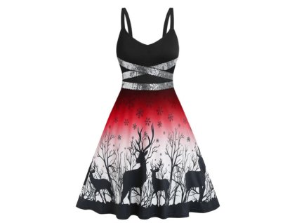 Women s Dress Christmas Floral Print Cold Shoulder Flounce Trim Elegant Dresses For New Year 2022.jpg 640x640 (1)