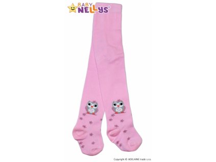 Bavlněné punčocháče Baby Nellys ® - Sovička růžové, vel. 104/110 (Velikost koj oblečení 104/110 (3-5r))