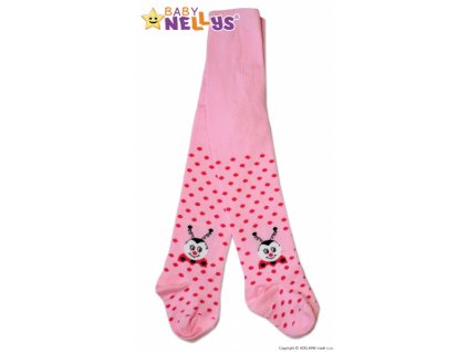 Bavlněné punčocháče Baby Nellys ® - Beruška růžové s puntíky