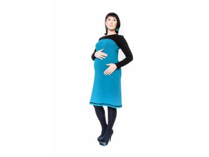 Be MaaMaa Těhotenské šaty/tunika PARIS - tyrkys (Velikosti těh moda L/XL)