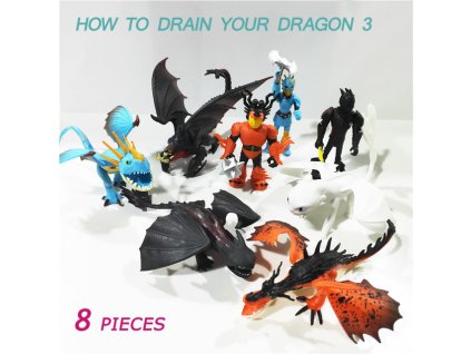 8 Pieces Lot How to Train Your Dragon 3 Toothless Light Fury Night Fury Action figure 0