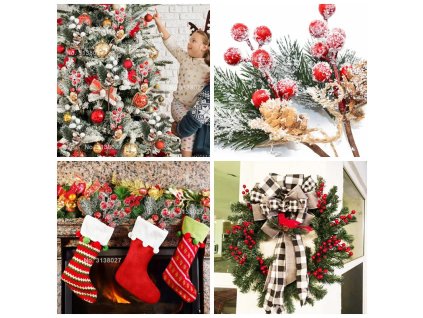 5Pcs Christmas Red Berry Articifial Flower Pine Cone Branch Christmas Tree Decorations Ornament Gift Packaging Home.jpg (1)