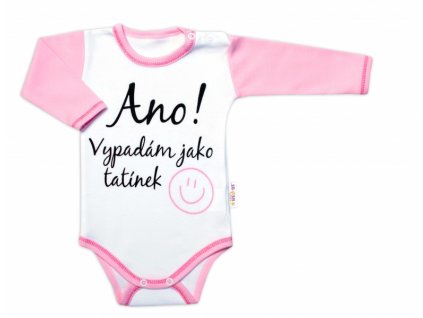 Body dlouhý rukáv s vtipným textem Baby Nellys, Ano! Vypadám jako tatínek, holka (Velikost koj oblečení 56 (1-2m))