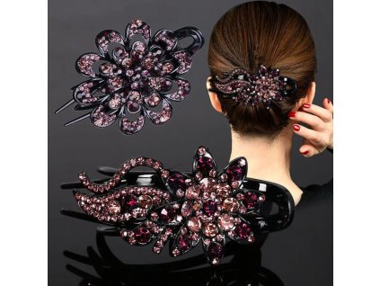 Shiny Rhinestone Hairpin Flower Leaf Duckbill Hair Claws Retro Hair Clips Accessories For Women Shinning Ponytail.jpg