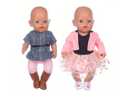 Dvoudílné růžové sety pro American girl a Baby Born 43-45 cm