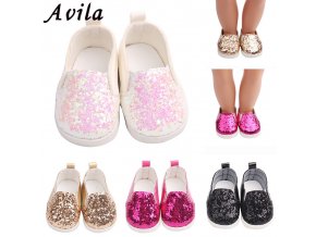 Sequins sports boots 7cm shoes Fits 18 inch Doll 43CM Dolls Reborn Baby Doll shoes for 1
