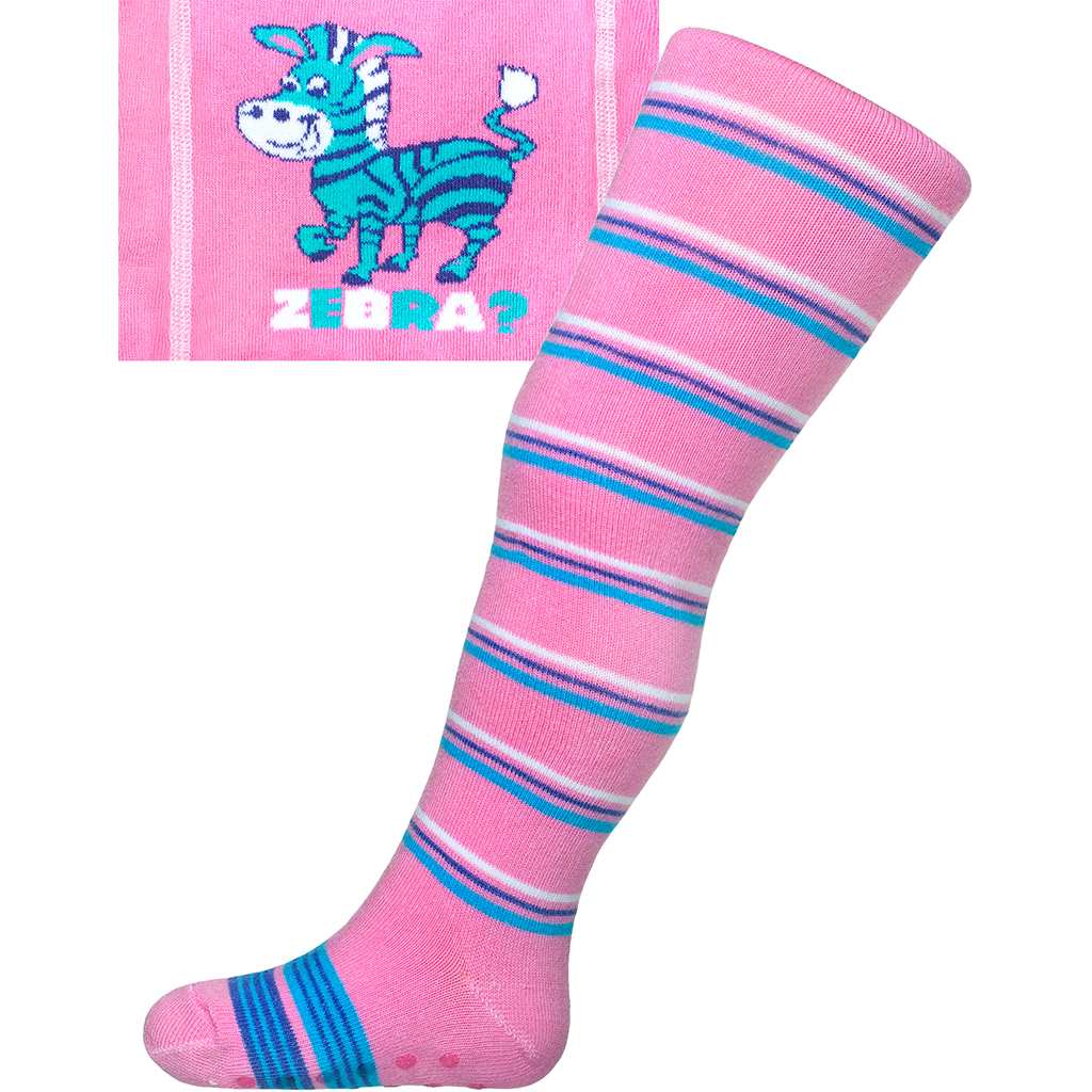 Bavlněné punčocháčky New Baby s ABS růžové zebra s pruhy, vel. 104 (3-4r)