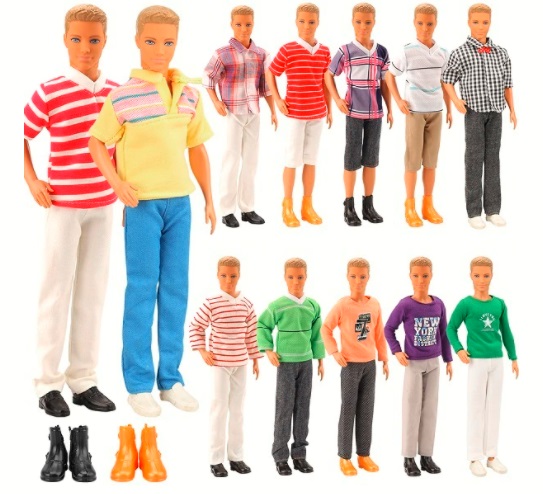 Sety oblečků pro panenku Kena nebo koupací set Varianta: 1. set 3x oblečky + 2x boty