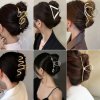 New Punk Geometric Metal Gold Silver Simple Hair Clip Claw for Women Trendy Large Crab Catches.jpg