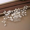 Trendy Handmade Tiara Wedding Hair Comb Leaf Flower Bridal Hairpins Pearl Rhinestone Head Jewelry Girls Wedding.jpg 640x640 (5)