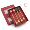 6 4 2PCS Christmas Gift Glod Spoon Fork Set Elk Christmas Tree Decoration Dessert Scoop Fruit.jpg 640x640 (5)