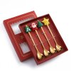 6 4 2PCS Christmas Gift Glod Spoon Fork Set Elk Christmas Tree Decoration Dessert Scoop Fruit.jpg 640x640 (2)