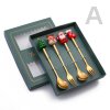 6 4 2PCS Christmas Gift Glod Spoon Fork Set Elk Christmas Tree Decoration Dessert Scoop Fruit.jpg 640x640 (11)