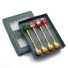 6 4 2PCS Christmas Gift Glod Spoon Fork Set Elk Christmas Tree Decoration Dessert Scoop Fruit.jpg 640x640 (10)