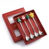 6 4 2PCS Christmas Gift Glod Spoon Fork Set Elk Christmas Tree Decoration Dessert Scoop Fruit.jpg 640x640 (6)