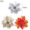 3PCS Christmas Flowers Red Gold Bling Flower Heads For Noel Home Tree Decorations Navidad Party Table.jpg 640x640 (2)
