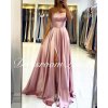 BABYONLINE Prom Dress Satin A line Gown with Strappy Lace Up Back and High Skirt Slit.jpg