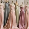 BABYONLINE Simple Soft Sliky Satin Bridesmaid Gown Cowl Neckline with Tieing Thin Straps Leg Slit and.jpg