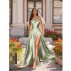 Silky Satin Split Sleeveless Bridesmaids Dress Floor Length Tie Up Straps Evening Night Out Gown Mint.jpg (1)