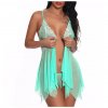 Hot Sexy Lingerie Women Erotic Deep V Neck Babydoll Nightdress See Through Lace Underwear Floral Sleepwear.jpg