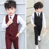 Boy Plaid Vest Blazer Kids Waistcoat Wedding Clothes Set Toddler Formal Dress Suit Child Brooch Shirt.jpg (3)