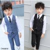 Boy Plaid Vest Blazer Kids Waistcoat Wedding Clothes Set Toddler Formal Dress Suit Child Brooch Shirt.jpg (4) kopie
